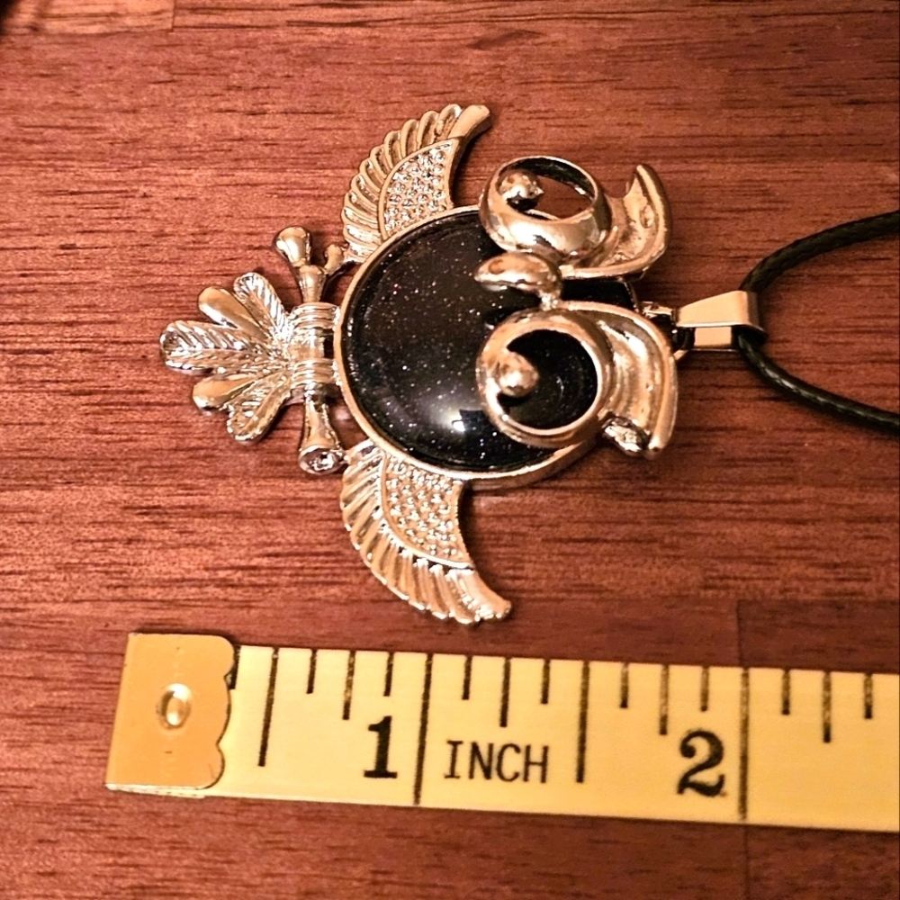 NEW Silver and Black Owl Pendant Necklace N1P54 - Picture 5 of 5